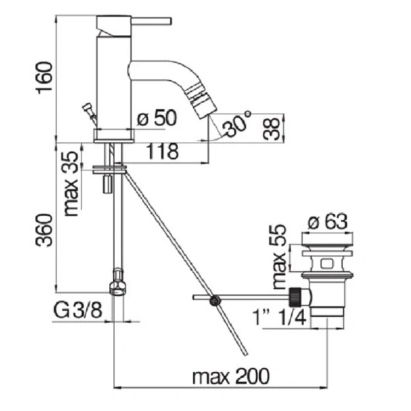 Смеситель для биде Nobili Live LV00119/1 с донным клапаном - фото 3