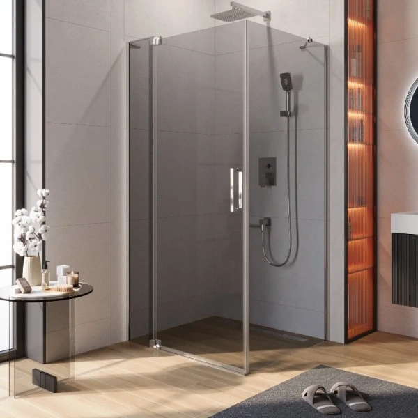 Душевой уголок Cezares Slider 110х90 см стекло серое профиль хром - фото 1