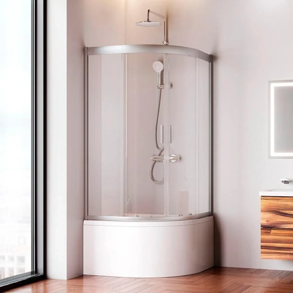 Душевой уголок Am.Pm Gem 90х90 см профиль матовое серебро, раздвижные - фото 7