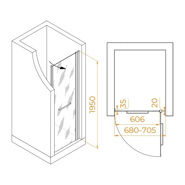Душевая дверь в нишу RGW Passage PA-103 020810307 70 см распашная - фото 2