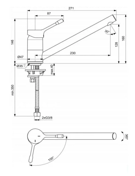 Смеситель для кухни Ideal Standard Ceralook хром, для кухни - фото 2