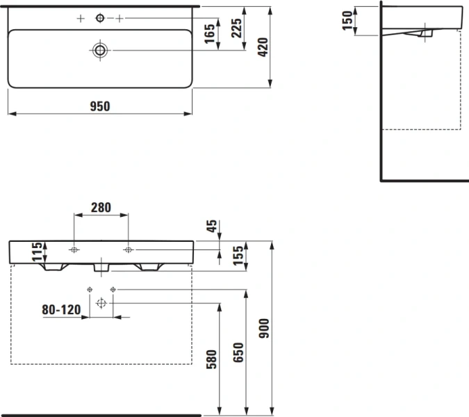 Раковина накладная с 1 отверстием для смесителя, с отверстием перелива, Laufen Val 8.1028.7.104, накладные (на столешницу) index_1 - фото 5