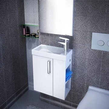 Тумба с раковиной подвесная IDDIS Torr 40 см полки справа, белая - фото 7