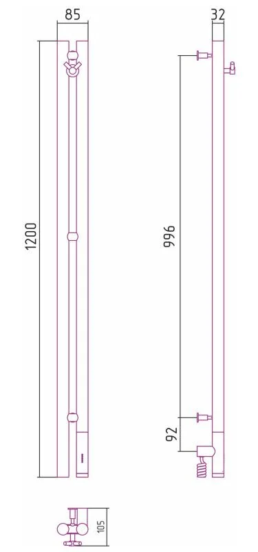 Полотенцесушитель электрический Сунержа Нюанс 3.0 8.5х120 см правый без покрытия, современные, hi-tech - фото 2