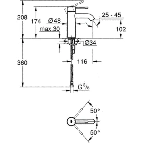 Смеситель для раковины Grohe Essence холодный рассвет матовый - фото 2