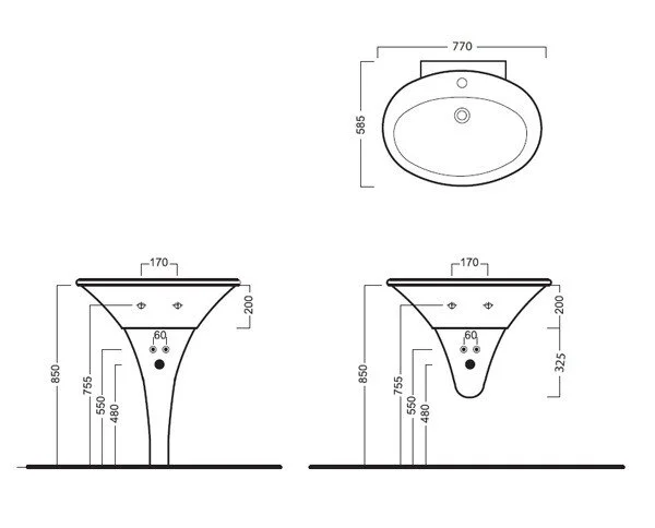 Раковина Hatria Sculture YR3701 75х60 см, одинарные - фото 8