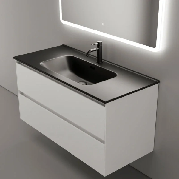 Тумба под раковину подвесная Sancos Cento 100 см белый глянец, комплект (набор) - фото 8