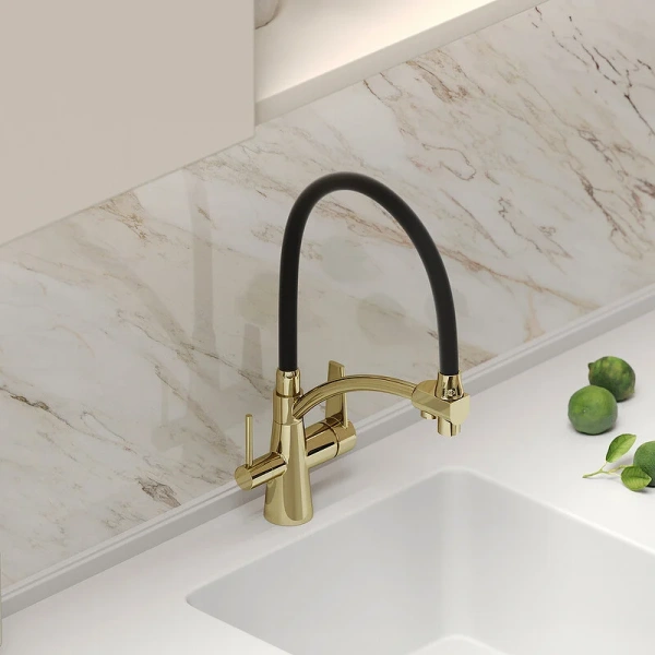 Смеситель для кухни Sancos Eri золото, с поворотным изливом, с коротким изливом, с гибким изливом - фото 7