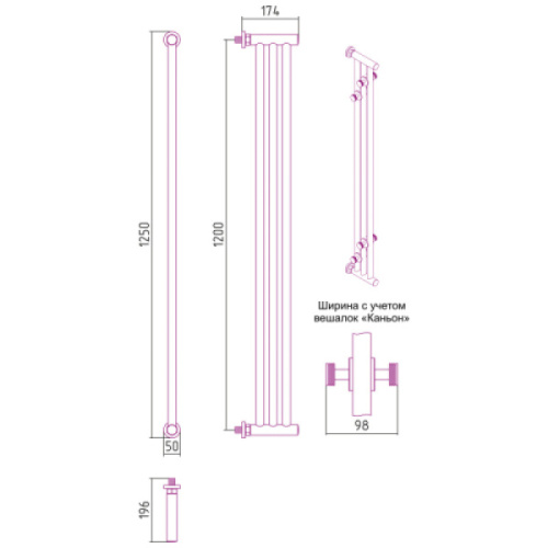Полотенцесушитель водяной Сунержа Хорда 19.5x120 см без покрытия - фото 4