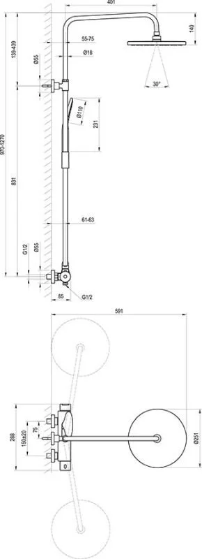 Душевая стойка Ravak DS 091.00 раздвижная, настенные - фото 7