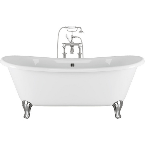 Ванна чугунная Devon & Devon Admiral 182х81 см без отверстий под смеситель, ножки алюминий полированный, ретро, в классическом стиле, прованс, декорированныe - фото 3