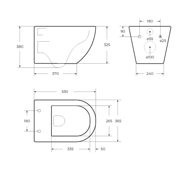 Унитаз подвесной Cezares Relax безободковый, с горизонтальным, прямым выпуском, с прямым выпуском index_1 - фото 16