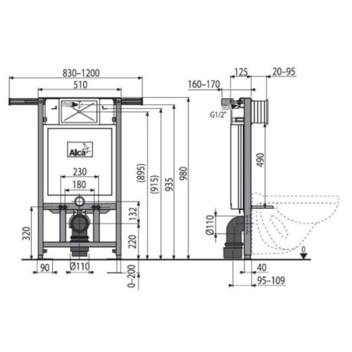 Инсталляция для унитаза Jadromodul Alcaplast A102/1000 - фото 2