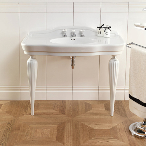 Консоль со столешницей, смеситель на 1 отверстие, цвет белый, ножки керамические, цвет белый, Devon&Devon Serenade, по запросу - фото 2