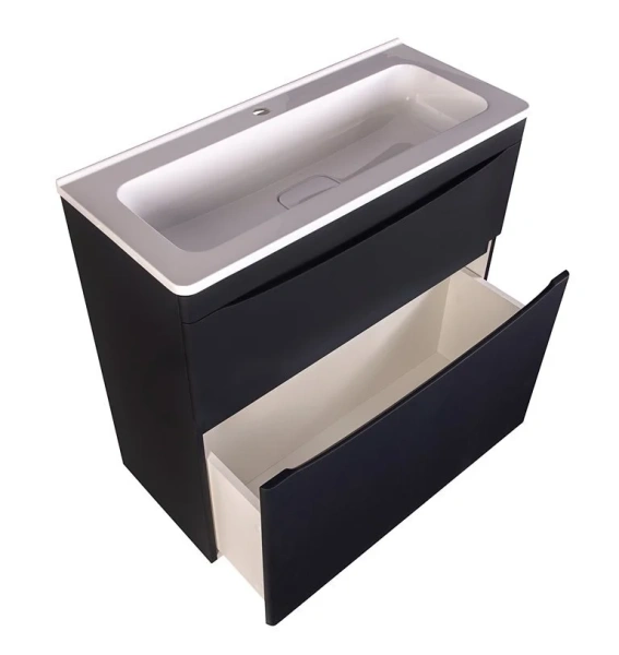 Тумба под раковину напольная Style Line Бергамо 90 см черная, современная, hi-tech - фото 3