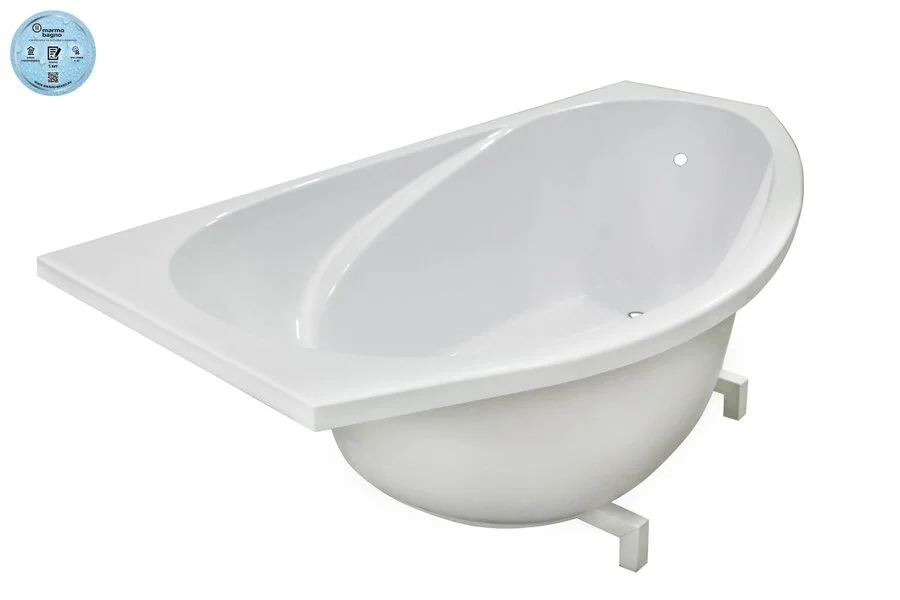 Ванна Marmo Bagno Турин, MB-TR170-95/MB-TL170-95, 170 х 95 см, левая/правая, искусственный камень, белая, 170 см - фото 8