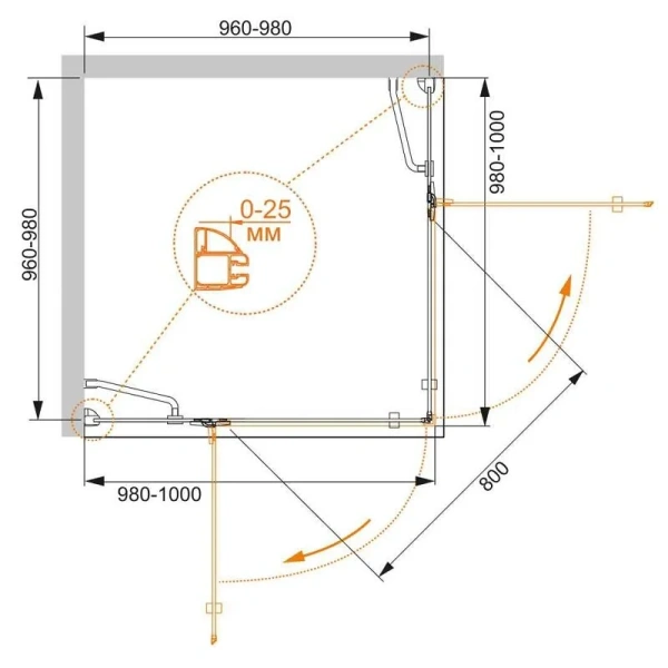 Душевой уголок Cezares Bergamo 100х100 см квадратный - фото 2