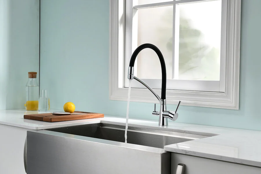 Смеситель для кухни Paulmark Siegen хром с черным, высокие, округлая форма, для питьевой воды с фильтром - фото 5