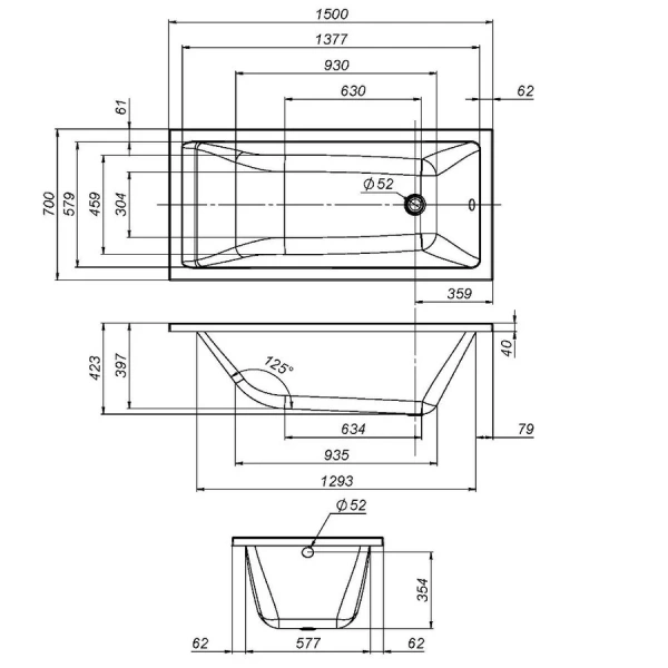 Ванна акриловая Am.Pm Gem W93A-150-070W-A 150x70 прямоугольная - фото 2