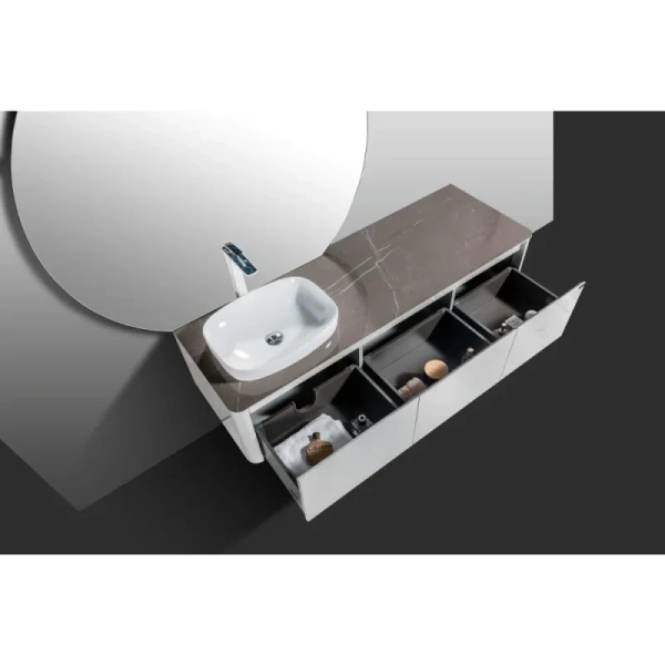 Тумба с раковиной подвесная Black&White Universe 915160 160 см серая - фото 2