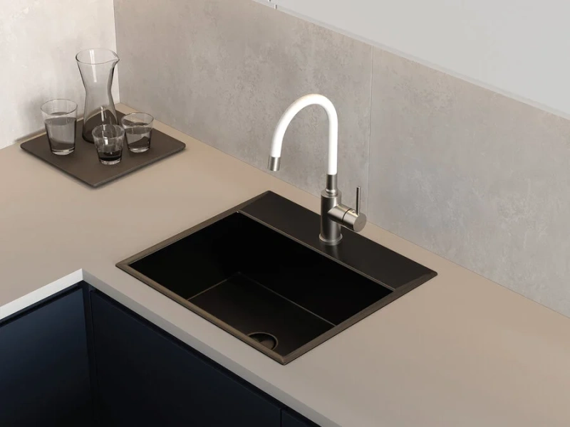 Смеситель для кухни Cersanit Melar сатин/белый, высокие, из нержавеющей стали, округлая форма - фото 5