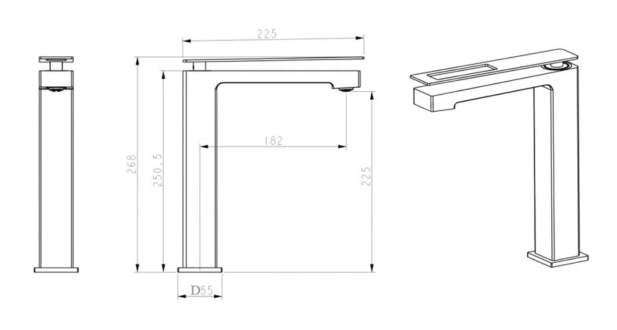 Смеситель для раковины Boheme Q черный/синий, для раковины - фото 2