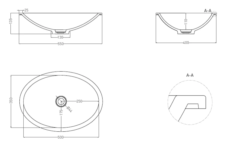 Раковина Salini Marea 11 55 см овальная - фото 2