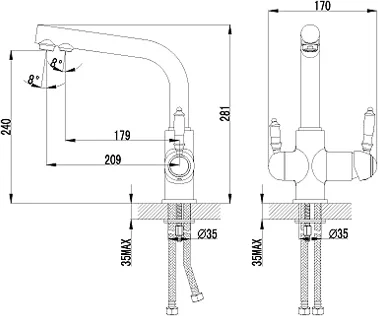 Смеситель для кухни Lemark Villa LM4861B, высокие, округлая форма, для питьевой воды с фильтром - фото 5