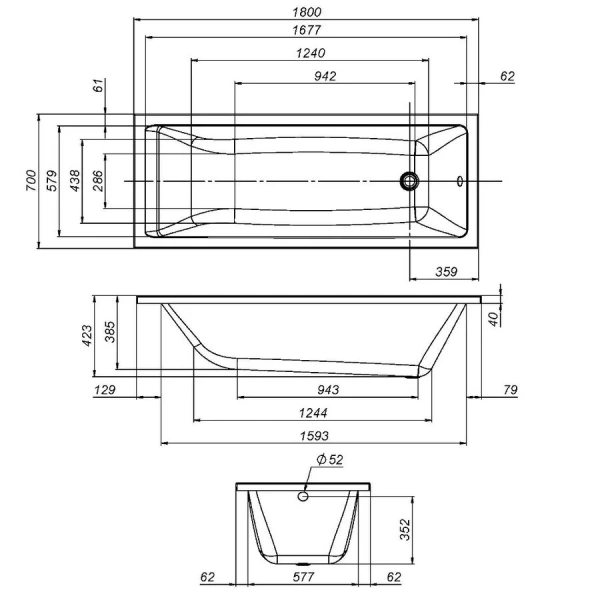 Ванна акриловая Am.Pm Gem W93A-180-070W-A 180x70 прямоугольная - фото 2