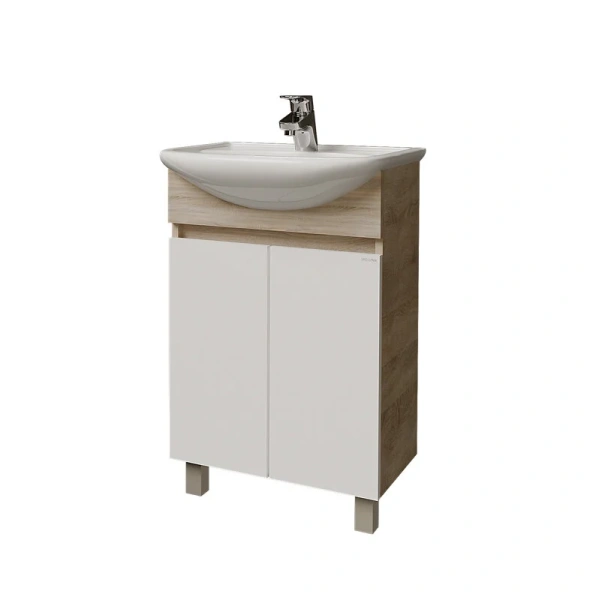 Тумба под раковину напольная Grossman Поло 51 см дуб сонома/белая - фото 1