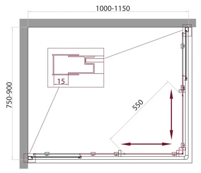 Душевой уголок BelBagno Unique 115х90 см стекло матовое - фото 2