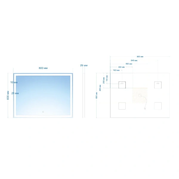 Зеркало с подсветкой Abber See 80 см прямоугольное - фото 3