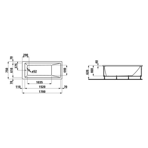 Ванна акриловая Laufen Pro 2.3195.1, 2.3195.5, 2.3195.6 - фото 3