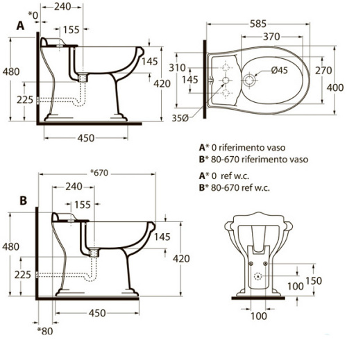 Биде напольное Azzurra Jubilaeum с тремя отверстиями под смеситель - фото 3