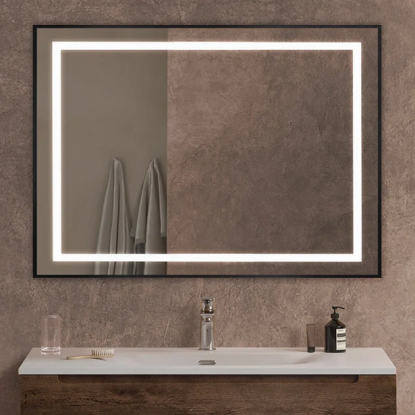 Зеркало с подсветкой BelBagno Kraft 100 см черное - фото 3