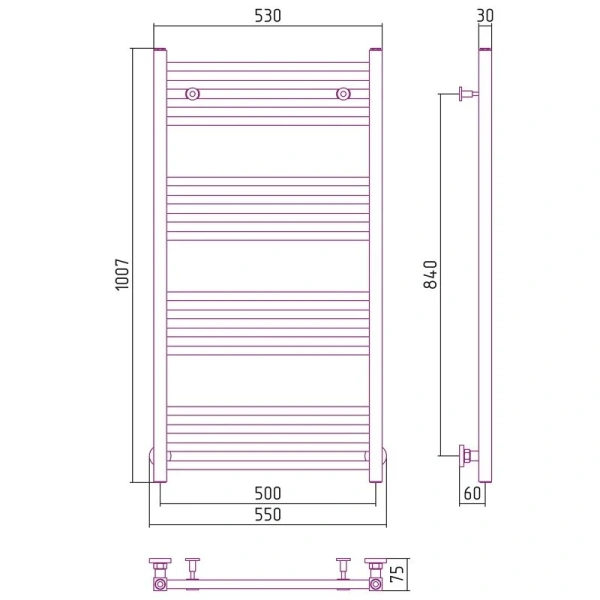 Полотенцесушитель водяной Сунержа Модус 50х100 см шампань - фото 2