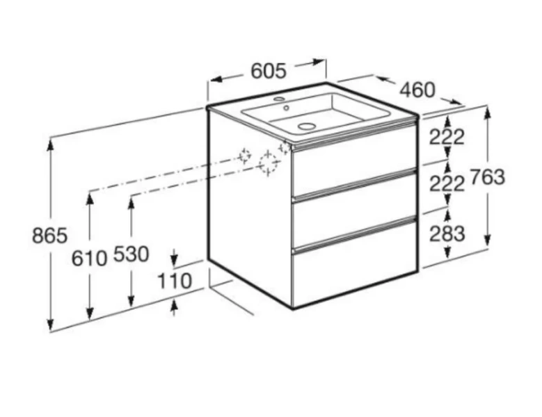 Тумба под раковину подвесная Roca The Gap 60 см белый глянец, по запросу - фото 2