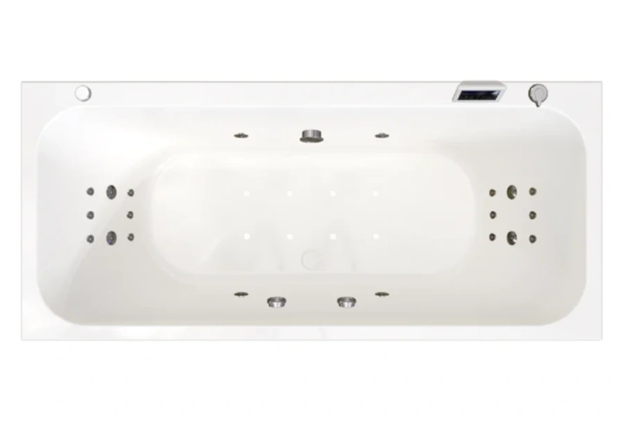 Гидромассажная ванна Радомир Прованс 1-83-2-0-0-185, 180 x 80 см, рама-подставка, фронтальный экран, слив-перелив автомат, гидромассаж Люкс хром КУ 500, белая - фото 1