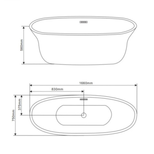Ванна акриловая Grossman 166x75 см отдельностоящая - фото 3