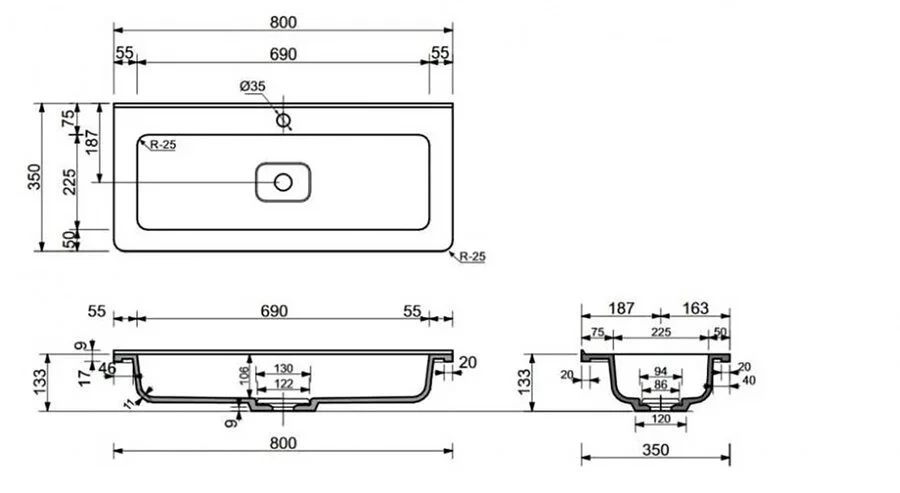 Раковина мебельная Style Line Бергамо 80 см белая, в наличии - фото 2