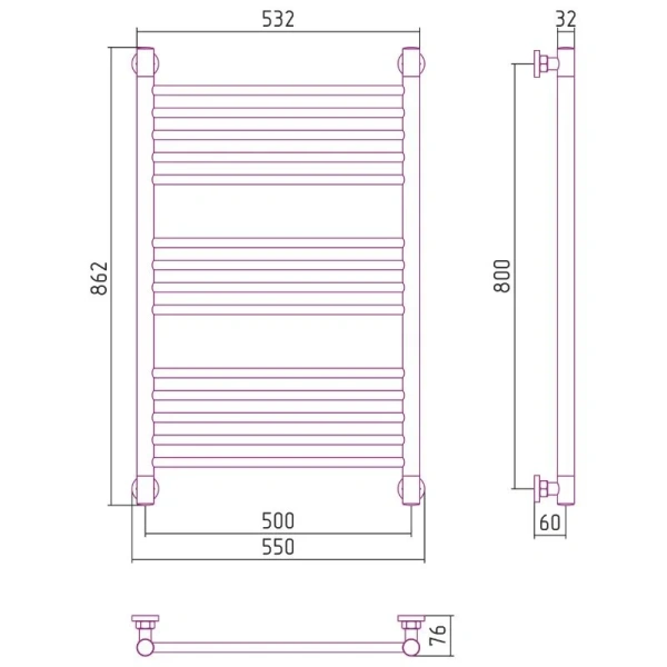 Полотенцесушитель водяной Сунержа Богема+ 50х80 см шампань, современные, hi-tech - фото 2