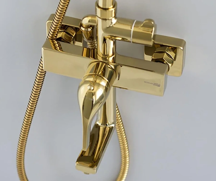 Душевая стойка WasserKRAFT глянцевое золото, рычажные - фото 6