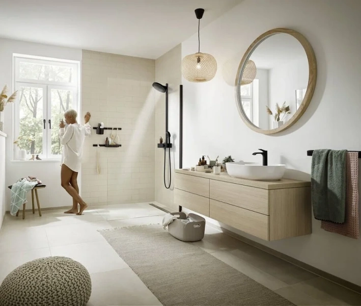 Душевая стойка Hansgrohe Pulsify черная матовая, с тропическим душем - фото 4
