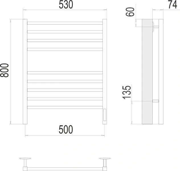 Полотенцесушитель электрический Terminus Ватикан П8 46700785 500х800 конструкционная сталь - фото 2