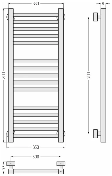 Полотенцесушитель водяной Сунержа Модус PRO 30х80 см без покрытия - фото 2
