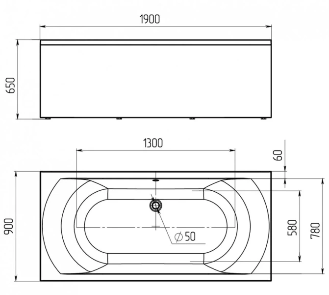 Ванна акриловая Marka One Esma 01эс1990 MG 190 x 90 см, белый - фото 2