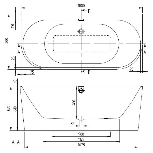 Ванна Villeroy&Boch Oberon 2.0, UBQ180OBR9CD00V-01, 180 х 80 см, кварил, Альпийский белый, приставные - фото 7