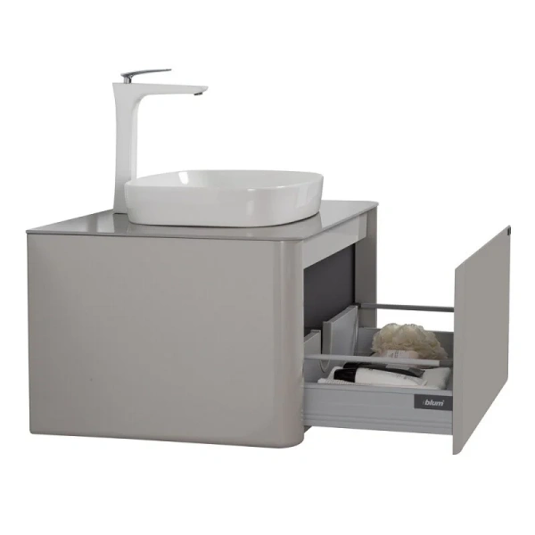 Тумба с раковиной подвесная Black&White Universe 915800 80 см МДФ, под врезную раковину - фото 5