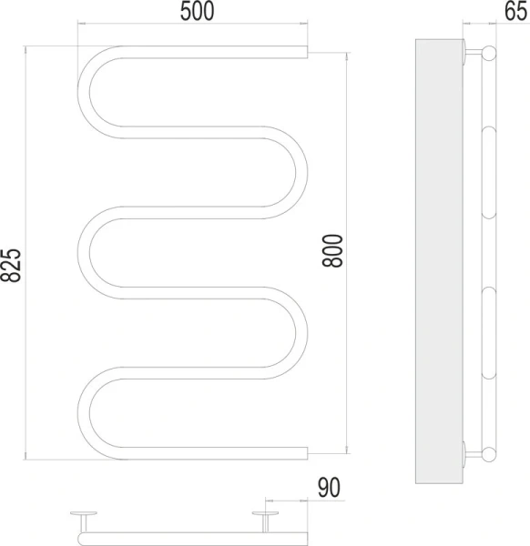 Полотенцесушитель электрический Terminus Ш-образный 500x800 хром - фото 2
