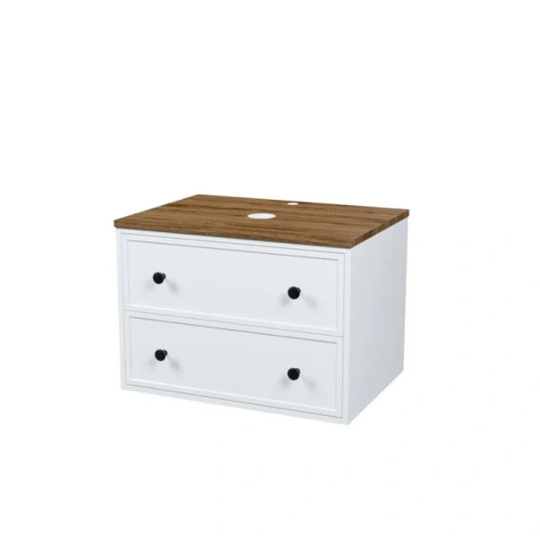 Тумба под раковину подвесная IDDIS Torr 70 см белая/макадамия орех, комплект (набор) - фото 8